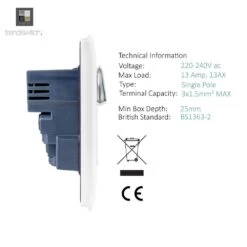Trendi Switch 2 Gang 13 Amp USB Socket White -LED Downlights Store skt13usbwh side detailed 1000x1000 1