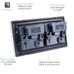 Trendi Switch 2 Gang 13 Amp USB Socket White -LED Downlights Store skt213usb rear detailed 1000x1000 1