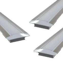Pack Of 3 Shallow 7mm Recessed LED Aluminium Profiles, 1 Metre