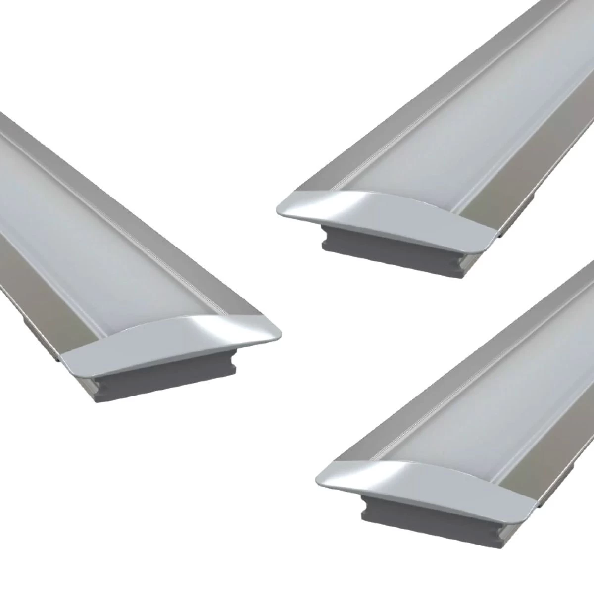 Pack Of 3 Shallow 7mm Recessed LED Aluminium Profiles, 2m Long 1 Pack Of 3 Shallow 7mm Recessed LED Aluminium Profiles, 2m Long