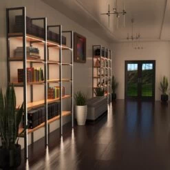 2m Long, Surface Mounted Aluminium LED Profile, 15mm Deep -LED Downlights Store slgstsur books collection hallway camera 1 compressed