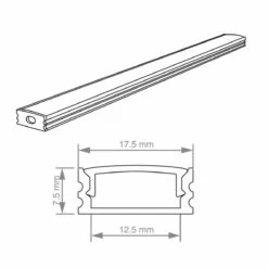 2m, Shallow 7mm Surface Mounted LED Aluminium Profile 13 2m, Shallow 7mm Surface Mounted LED Aluminium Profile -LED Downlights Store slgsur led profile surface mounted line drawing 2