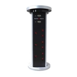 Automatic Motorised Pop Up Plug Socket With QI Charging For Worktops -LED Downlights Store socket sil m sy8994 product.999 compressed