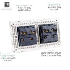 Trendi Switch 4 Gang 2 Way Double Plate Rocker Light Switch Silver -LED Downlights Store ss44 rear detailed 1000x1000 1