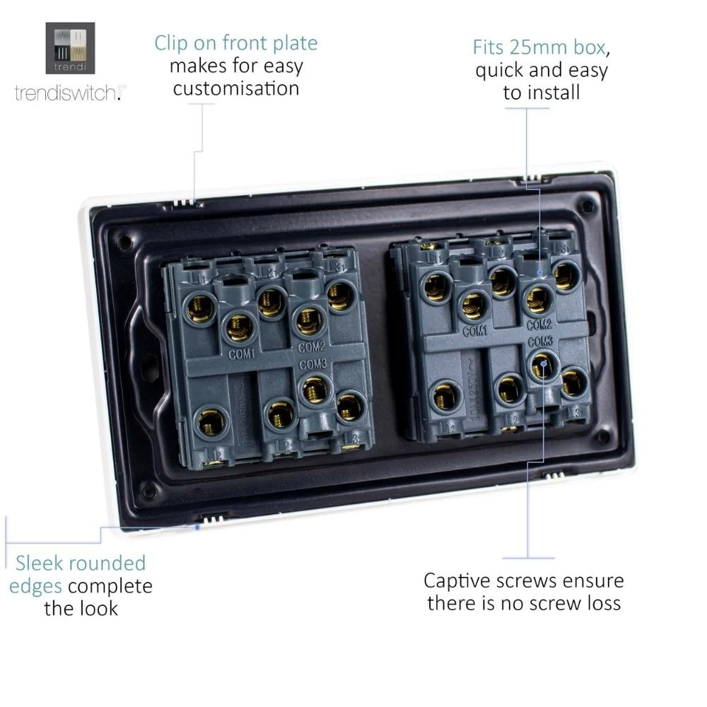 Trendi Switch 6 Gang 2 Way Double Plate Rocker Light Switch Silver 3 Trendi Switch 6 Gang 2 Way Double Plate Rocker Light Switch Silver - Image 3