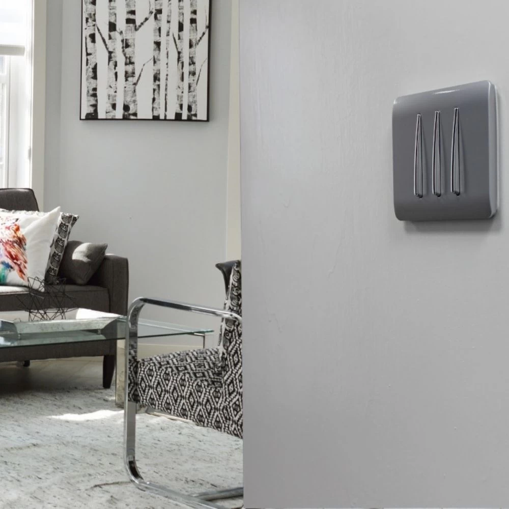 Trendi 3 Gang 2 Way Artistic Modern Screwless 10 Amp Rocker Light Switch Silver 4 Trendi 3 Gang 2 Way Artistic Modern Screwless 10 Amp Rocker Light Switch Silver - Image 4