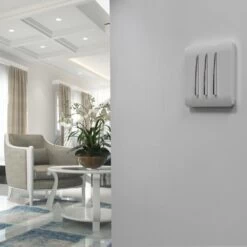 Trendi 3 Gang 2 Way Artistic Modern Screwless 10 Amp Rocker Light Switch White -LED Downlights Store ss6wh detailed insitu 1000x1000 1 1