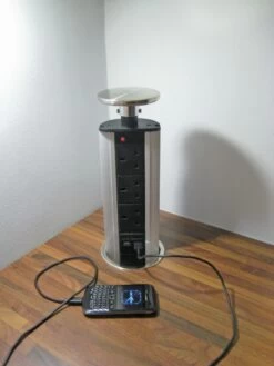 Stainless Steel Pop Up Plug Socket With USB Charging & 3 X UK Plug Sockets