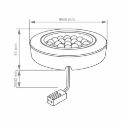 Pack Of 5, Round, Surface Mounted LED Under Cabinet Lights With Transformer - White Or Warm White -LED Downlights Store surface mounted cabinet light 1.7w line drawing 1