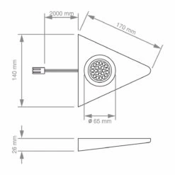 Super Slim High Power 1.8w LED Triangle Cabinet-Light - Cool White Or Warm White -LED Downlights Store sy9979 linedraw