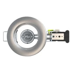Pack Of 25 Recessed GU10 Spot Light In Brushed Chrome Finish -LED Downlights Store top view of a brushed chrome led downlight 1 1