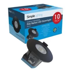 Pack Of 10, 8w LED Fire Rated Downlight, Matt Black Bezel