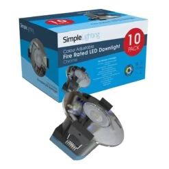 Pack Of 10 8w LED Fire Rated Downlight, Chrome Bezel