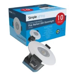 Pack Of 10, 8w LED Fire Rated Downlight, White Bezel