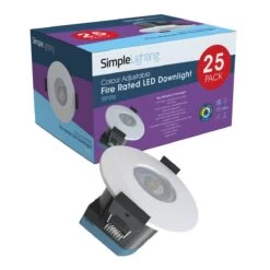 Pack Of 25 8w LED Fire Rated Downlight, White Bezel