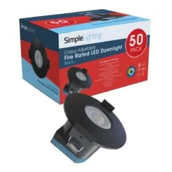 Multipack, 50 X 8w LED Fire Rated Downlight, Matt Black Bezel
