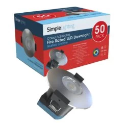 Pack Of 50 8w LED Fire Rated Downlight, Brushed Chrome Bezel