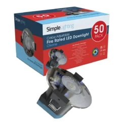 50 Pack Of, 8w LED Fire Rated Downlight, Chrome Bezel