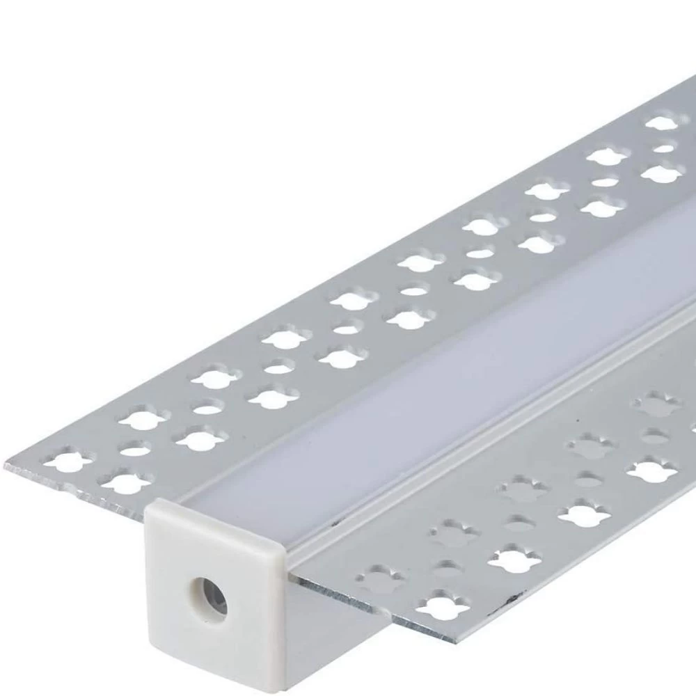 Trimless Plaster In Aluminium Profile With Diffuser & End Caps , 2m Long 2 Trimless Plaster In Aluminium Profile With Diffuser & End Caps , 2m Long - Image 2