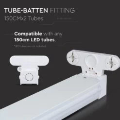 5 Pack - Twin 5FT, 1500mm Batten Fitting For LED Tubes -LED Downlights Store twin 5ft led batten