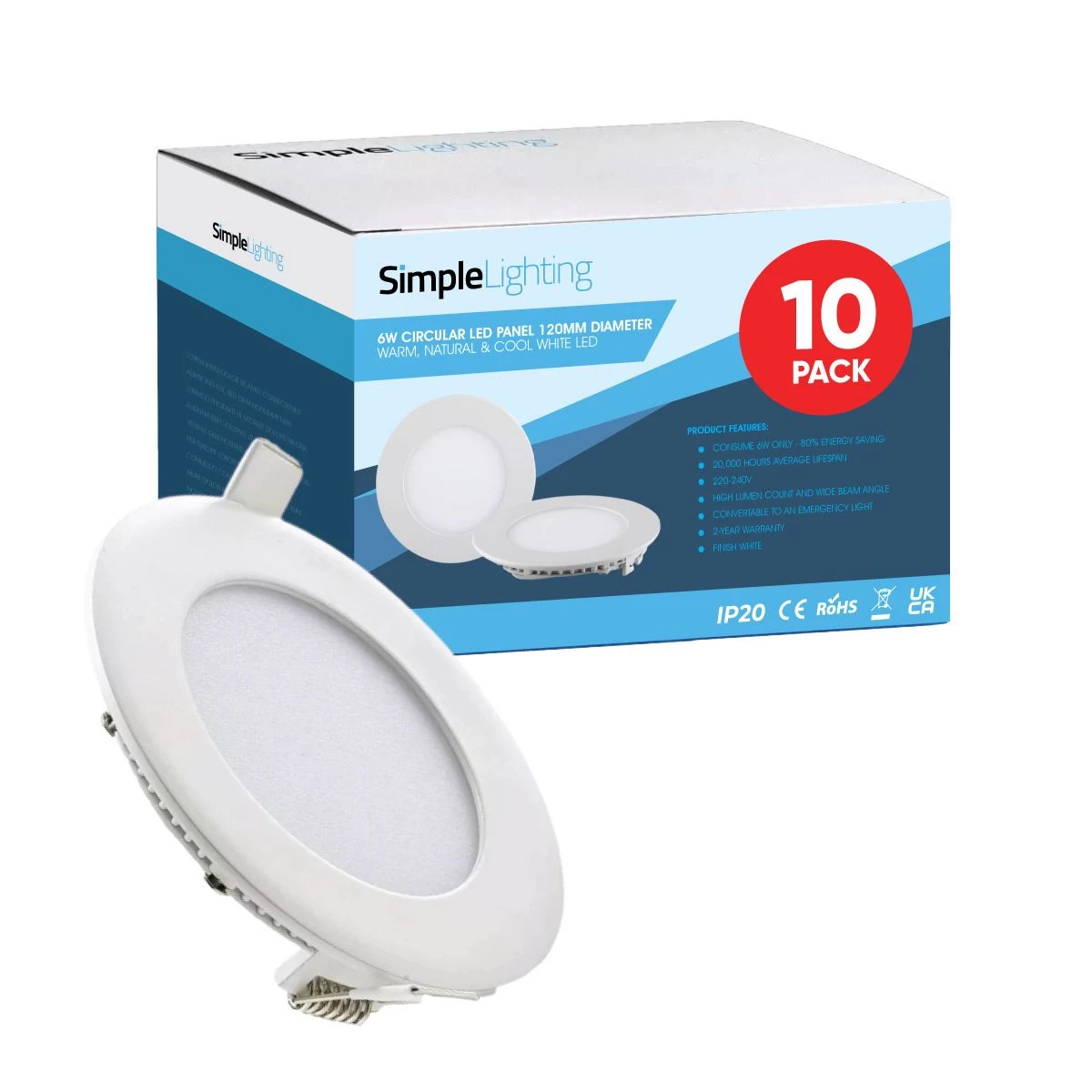 Pack Of 10 6w Circular LED Panels, 120mm Diameter 1 Pack Of 10 6w Circular LED Panels, 120mm Diameter