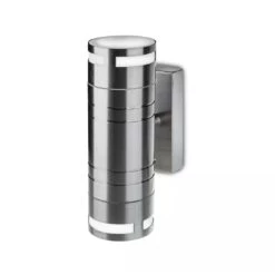 Twin GU10 Wall Light Fitting, Stainless Steel, IP44 Up/Down