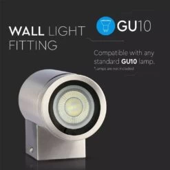 GU10 Wall Light Fitting, IP44, Stainless Steel Body -LED Downlights Store vt 7641 wall fitting 02