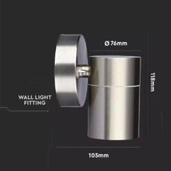 GU10 Wall Light Fitting, IP44, Stainless Steel Body -LED Downlights Store vt 7641 wall fitting 04