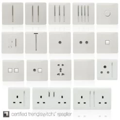 Trendi 2 Gang Artistic Modern Glossy Screwless 13 Amp Plug Socket, White -LED Downlights Store wh multi 1000x1000 3