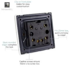 Trendi Artistic Modern Glossy Screwless 20 Amp Heavy Duty Switch & Neon Insert White -LED Downlights Store whs1 rear detailed 1000x1000 1