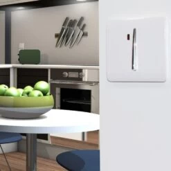 Trendi Artistic Modern Glossy Screwless 20 Amp Heavy Duty Switch & Neon Insert White -LED Downlights Store whs1wh insitu completed 1000x1000 1